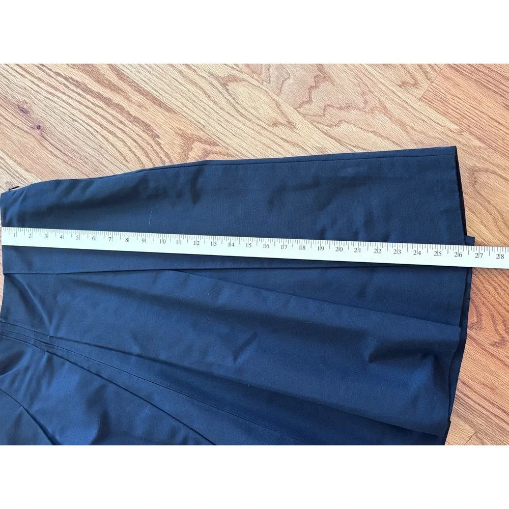 St. John Collection Black Cotton‎ Silk Pleated A-Line Skirt Size 12 Midi - Picture 4 of 6